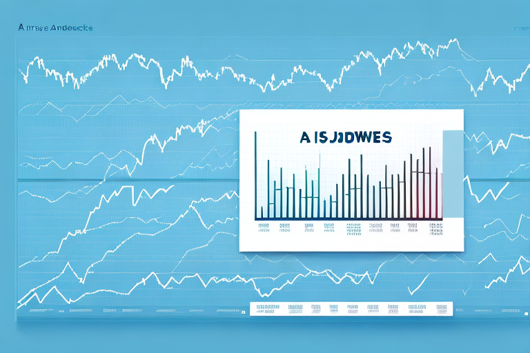 A stock market chart with the dow jones industrial average represented