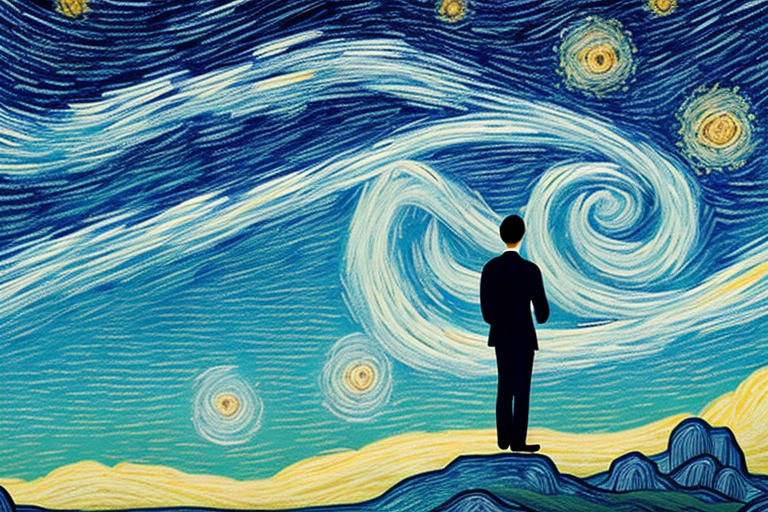 A person looking up at a starry night sky