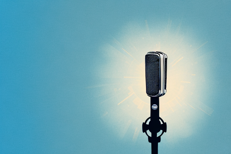 A microphone in a spotlight